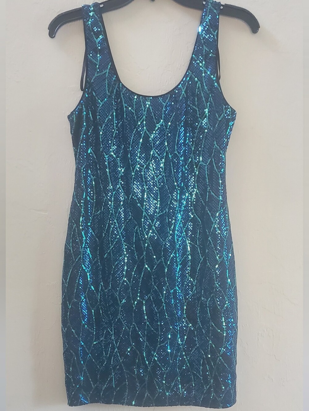 Lily Rose Teal-Blue Sequin Tank Mini Dress
